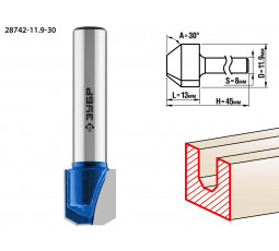 Фреза пазовая фасонная №3 ЗУБР D=11.9 мм 28742-11.9-30