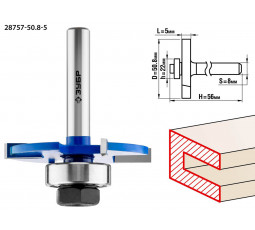 Фреза горизонтально-пазовая ЗУБР D=50.8 мм 28757-50.8-5