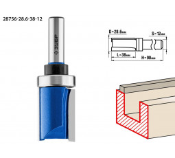 Фреза пазовая прямая с верхним подшипником ЗУБР D=28.6 мм 28756-28.6-38-12