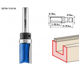 Фреза пазовая прямая с верхним подшипником ЗУБР D=16 мм 28756-15.8-26