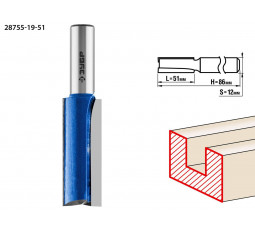 Фреза пазовая прямая с нижними подрезателями ЗУБР D=19 мм 28755-19-51