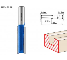 Фреза пазовая прямая удлиненная ЗУБР D=16 мм 28754-16-51