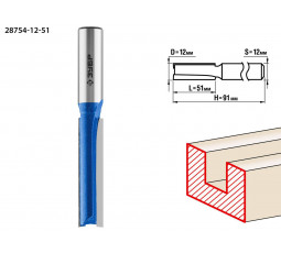 Фреза пазовая прямая удлиненная ЗУБР D=12 мм 28754-12-51