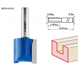 Фреза пазовая прямая ЗУБР D=24 мм 28753-24-25