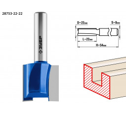 Фреза пазовая прямая ЗУБР D=22 мм 28753-22-22