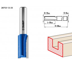 Фреза пазовая прямая ЗУБР D=12 мм 28753-12-25