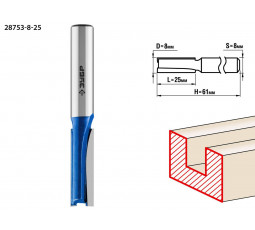 Фреза пазовая прямая ЗУБР D=8 мм 28753-8-25