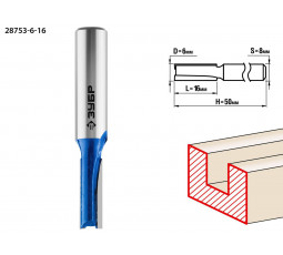 Фреза пазовая прямая ЗУБР D=6 мм 28753-6-16