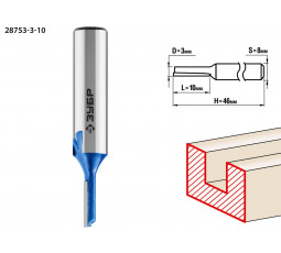Фреза пазовая прямая ЗУБР D=3 мм 28753-3-10