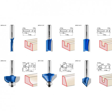 Набор профильных фрез ЗУБР 12 шт 28796-H12
