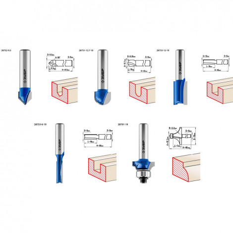 Набор фрез профильных ЗУБР 5 шт 28795-H5