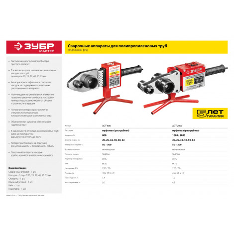 Паяльник для полипропиленовых труб ЗУБР АСТ-2000 серия «МАСТЕР»