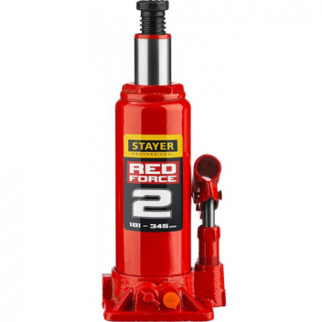 Домкрат бутылочный гидравлический STAYER RED FORCE 2т 181-345мм в кейсе 43160-2-K_z01