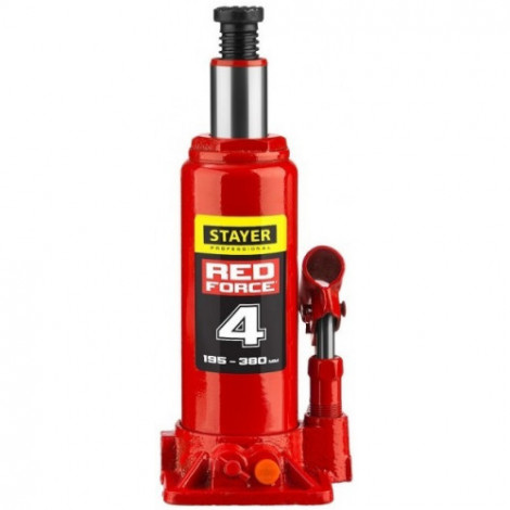 Домкрат бутылочный гидравлический STAYER RED FORCE 4т 194-372мм в кейсе 43160-4-K_z01